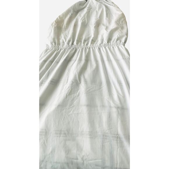 FOREVER 21 SLEEVELESS HALTER FIT & FLARE WAIST DRESS, WOMENS, L, BLACK/WHITE GEO - Picture 9 of 11